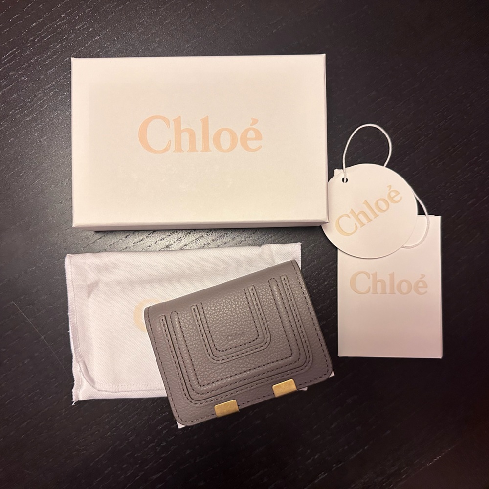 Chloe Marcie SMALL Leather Wallet - NIB - Cashmere Gray